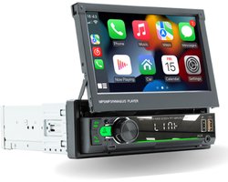 1 DIN Uitklapbaar CarPlay Systeem – 7″ Touchscreen – Draadloze CarPlay & Android Auto – Android 13 – 32GB – Universeel