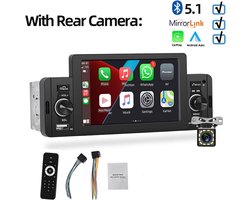 5 Inch Autoradio 1 Din Carplay Android - Apple Carplay- Bluetooth - USB - Camera Auto Multimedia Voor Volkswagen Nissan Toyo -Bluetooth Mirrorlink - FM Ontvanger