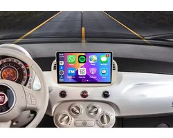 Autoradio 1/32GB met Carplay en Android auto | Geschikt voor Fiat 500 2007-2015 Wit | Radio scherm met Navigatie | 2007 2008 2009 2010 2011 2012 2013 2014 2015 | beige