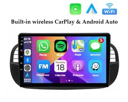 Autoradio 1/32GB met Carplay en Android auto | Geschikt voor Fiat 500 2007-2015 Zwart | Radio scherm met Navigatie | 2007 2008 2009 2010 2011 2012 2013 2014 2015