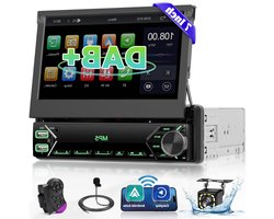 Autoradio met Klapscherm – Apple Carplay & Android Auto – Met 7 Inch Scherm – Inclusief Microfoon – Met Achteruitkijkcamera – USB, Aux, Bluetooth - Zwart