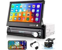 Autoradio met Klapscherm – Apple Carplay & Android Auto – Met 7 Inch Scherm – met Afstandsbediening – Met Achteruitkijkcamera – USB, Aux, Bluetooth - Zwart