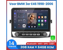 Awesafe 10.1 Inch Autoradio - Voor BMW 3-Serie E46 1998 t/m 2006 - RAM 2GB + ROM 64GB - Draadloos Apple Carplay & Android auto - GPS Navigatie Bluetooth WIFI - IPS Radio Scherm - 1998 1999 2000 2001 2002 2003 2004 2005 2006