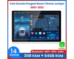 Awesafe 13.1 Inch Autoradio - Geschikt Voor Fiat Ducato / Peugeot Boxer / Citroen Jumper 2006 t/m 2023 - Android 14.0 - Apple Carplay & Android Auto - Ram 2GB+Rom 64GB - GPS Navigatie RDS - Bluetooth & Wifi - 2007 2008 2009 2010 2011 2012 2013 2014