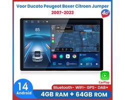 Awesafe 13.1 Inch Autoradio - Voor Fiat Ducato Peugeot Boxer Citroen Jumper 2006 t/m 2023 - RAM 4GB + ROM 64GB - 8 Kern V1PRO - Draadloos Apple Carplay & Android auto - GPS Navigatie 4G WIFI & Bluetooth - Ondersteuning invoegen 4G SIM