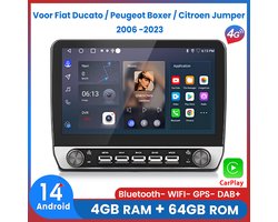 Awesafe 4+64GB V1PRO Autoradio - Geschikt Voor Fiat Ducato / Peugeot Boxer / Citroen Jumper 2006 t/m 2023 - 10.1 Inch IPS TouchScreen Radio Scherm - Draadloos Apple Carplay & Android auto - GPS Navigatie 4G WIFI - Bluetooth & Wifi - 8 Kern (Core)
