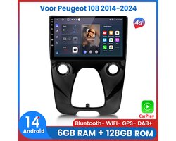 Awesafe 6+128GB Android14 Carplay Autoradio - 8 Kern V1PRO - Voor Toyota Aygo / Citroen C1 / Peugeot 108 - Draadloze Carplay Android Auto - Touchscreen - GPS Navigatie 4G WiFi - Bluetooth Radio - 2014 2015 2016 2017 2018 2019 2020 2021 2022 2023 2024