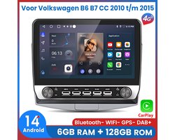 Awesafe 6+128GB Android14 Carplay Autoradio - Geschikt Voor Volkswagen B6 B7 CC 2010 t/m 2015 - 10.1 Inch IPS Radio Scherm - Draadloze Carplay Android Auto - Touchscreen - GPS Navigatie 4G WiFi - Bluetooth Radio - 2010 2011 2012 2013 2014 2015