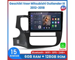 Awesafe 6+128GB Android15 Carplay Autoradio - Geschikt Voor Mitsubishi Outlander III 2012 t/m 2018 - Draadloze Carplay Android Auto - Touchscreen - GPS Navigatie 4G WiFi - Bluetooth Radio - 2012 2013 2014 2015 2016 2017 2018