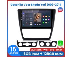 Awesafe 6+128GB Geschikt Voor Skoda Yeti 2009 t/m 2014 Autoradio - 8 Kern V1PRO - Draadloze Carplay/Android Auto - GPS Navigatie - 4G WIFI - Ondersteuning voor 4G SIM - 2009 2010 2011 2012 2013 2014