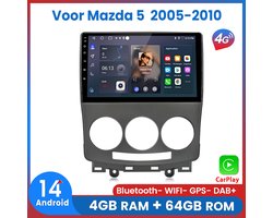 Awesafe 8-Core 4+64GB Autoradio - Geschikt Voor Mazda 5 2005 t/m 2010 - Draadloze Carplay Android Auto - Touchscreen - GPS Navigatie 4G WiFi - Bluetooth Radio - 2005 2006 2007 2008 2009 2010