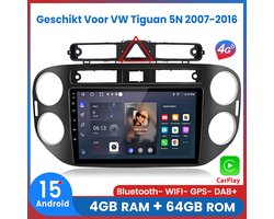 Awesafe 8-Core V1PRO 4+64GB Autoradio - Geschikt Voor VW Volkswagen Tiguan 5N 2007 t/m 2016 - Draadloze Carplay Android Auto - Touchscreen - GPS Navigatie 4G WiFi - Bluetooth Radio - 2008 2009 2010 2011 2012 2013 2014 2015
