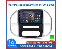 Awesafe Autoradio 1GB+32GB met Carplay en Android auto | Geschikt voor Mercedes V klasse Vit W447 2014-2021 | Radio scherm met Navigatie | 2014 2015 2016 2017 2018 2019 2020 2021 | W 447
