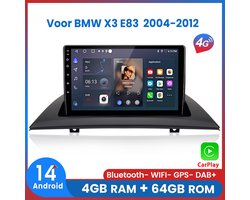 Awesafe Autoradio - 4GB & 64GB 8-Kern V1PRO - Geschikt Voor BMW X3 E83 2004 t/m 2012 - Carplay & Android auto - Met navigatie GPS - Radio scherm - 2004 2005 2006 2007 2008 2009 2010 2011 2012