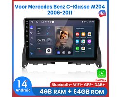 Awesafe Autoradio - 4GB & 64GB 8-Kern V1PRO - Geschikt Voor Mercedes Benz C-Klasse W204 2006 t/m 2011 - Carplay & Android auto - Met navigatie GPS - Radio scherm - 2006 2007 2008 2009 2010 2011
