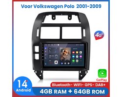 Awesafe Autoradio - 4GB & 64GB 8-Kern V1PRO - Geschikt Voor VW Polo 2001-2009 - Carplay & Android auto - Met navigatie GPS - Radio scherm