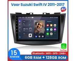 Awesafe Autoradio 6+128GB met Carplay en Android auto - Geschikt Voor Suzuki Swift IV 2011 t/m 2017 - Radio scherm met Navigatie GPS - 8 Kern V1PRO Versie - Draadloos Apple Carplay & Android - Ondersteuning 4G Sim - 2011 2012 2013 2014 2015 2016 2017