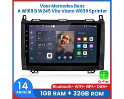 Awesafe Autoradio - Draadloos Apple CarPlay Android Auto - Bluetooth Radio - Voor Mercedes Benz W169 W245 B200 W906 - 2004 2005 2006 2007 2008 2009 2010 2011 2012 2013 2014 2015 2016 2017 Sprinter W639 Vito