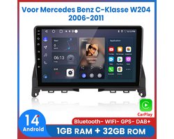 Awesafe Autoradio - Draadloos Apple CarPlay Android Auto - Geschikt Voor Mercedes Benz C-Klasse W204 2006 t/m 2011 - RAM 1GB + ROM 32GB - Autoradio met navigatie GPS - Radio Scherm - 2006 2007 2008 2009 2010 2011