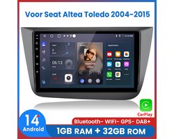 Awesafe Autoradio - Draadloos Apple CarPlay Android Auto - Geschikt Voor Seat Altea Toledo 2004 t/m 2015 - 1GB+32GB - Autoradio met navigatie GPS - Radio Scherm - 2004 2005 2006 2007 2008 2009 2010 2011 2012 2013 2014 2015
