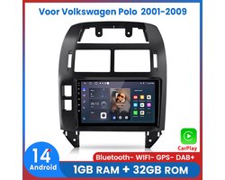 Awesafe Autoradio - Draadloos Apple CarPlay Android Auto - Geschikt Voor VW Volkswagen Polo 2001 t/m 2009 - 1GB+32GB - Autoradio met navigatie GPS - Radio Scherm