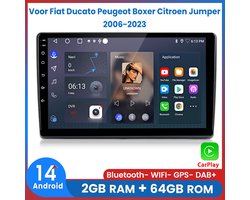 Awesafe Autoradio - Geschikt Voor Fiat Ducato Peugeot Boxer Citroen Jumper 2006 t/m 2023 - Apple Carplay & Android Auto (Draadloos) - Android 14.0 - 2+64GB - Touchscreen - GPS Navigatiesysteem - 2006 2007 2008 2009 2010 2011 2012 2013 2014 2015 2016