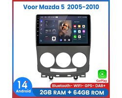 Awesafe Autoradio - Geschikt Voor Mazda 5 2005 t/m 2010 - 2GB+64GB - Draadloos Apple Carplay & Android auto - GPS Navigatie Bluetooth WIFI - 2005 2006 2007 2008 2009 2010
