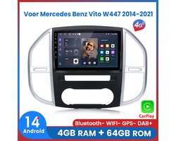 Awesafe Autoradio - Geschikt Voor Mercedes Benz Vito W447 2014-2021 - Draadloos Carplay & Android auto - 4+64GB V1PRO 8 Kern - GPS Navigatie 4G WIFI - Ondersteuning voor SIM ﻿- 2014 2015 2016 2017 2018 2019 2020 2021