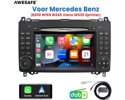 Awesafe Autoradio - Geschikt Voor Mercedes Benz W169 W245 B200 W639 W906 Viano Sprinter 2006 t/m 2017 VW Crafter- Draadloze Carplay & Android Auto - Windows CE System - 7 Inch IPS HD Touchscreen - Bluetooth & Wifi - CD DVD Player - Met DAB+