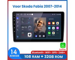 Awesafe Autoradio - Geschikt Voor Skoda Fabia 2007 t/m 2014 - Apple Carplay & Android Auto (Draadloos) - Android 14.0 - 1+32GB - Touchscreen - GPS Navigatiesysteem - 2007 2008 2009 2010 2011 2012 2013 2014