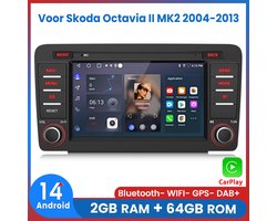 Awesafe Autoradio - Geschikt Voor Skoda Octavia II MK2 2004 t/m 2013 - Draadloos Apple CarPlay & Android Auto - Ram 2GB + Rom 64GB - GPS Navigatie - Bluetooth & Wifi - Radio Scherm - 2004 2005 2006 2007 2008 2009 2010 2011 2012 2013