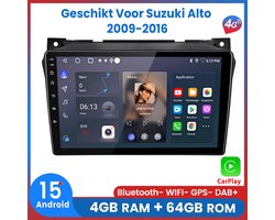 Awesafe Autoradio - Geschikt Voor Suzuki Alto 2009 t/m 2016 - Ram 4GB + Rom 64GB - 8 Kern(Core) Versie V1PRO - Apple Carplay & Android Auto - GPS Navigatie 4G WiFi - Bluetooth - Touchscreen - Radio Scherm - 2009 2010 2011 2012 2013 2014 2015 2016