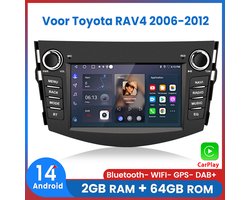 Awesafe Autoradio - Geschikt Voor Toyota RAV4 2006-2012 - Draadloos Carplay Android Auto - GPS RDS Bluetooth - Navigatie - 2+64GB - 2006 2007 2008 2009 2010 2011 2012
