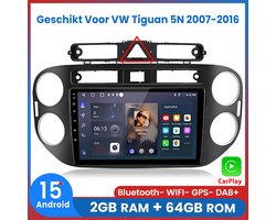 Awesafe Autoradio - Geschikt voor VW Volkswagen Tiguan 5N 2007 t/m 2016 - 9 inch IPS Scherm - Draadloos Apple CarPlay & Android Auto - Ram 2GB + Rom 64GB - GPS Navigatie Bluetooth WIFI - Radio Scherm - 2008 2009 2010 2011 2012 2013 2014 2015