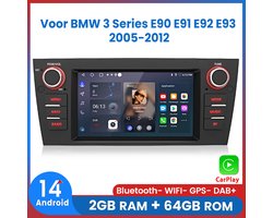 Awesafe Autoradio - Voor BMW 3 Series E90 E91 E92 E93 2005 t/m 2012 - RAM 2GB + ROM 64GB - Draadloos Apple Carplay & Android auto - GPS Navigatie Bluetooth WIFI - Radio Scherm - 2005 2006 2007 2008 2009 2010 2011 2012