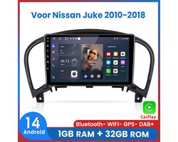 Awesafe Autoradio Voor Nissan Juke 2010 t/m 2018 - Android 14 - Draadloos Apple Carplay & Android Auto - 1GB + 32GB - 4 Core processor - Bluetooth & Wifi GPS Navigatie