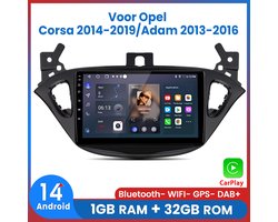 Awesafe Carplay Android14 Autoradio - Voor Opel Corsa 2014 t/m 2019/Adam 2013 t/m 2016 - Draadloos Apple Carplay & Android Auto - 1GB + 32GB - 4 Core processor - Bluetooth & Wifi GPS Navigatie - 2014 2015 2016 2017 2018 2019