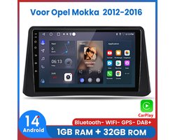 Awesafe Carplay Android14 Autoradio - Voor Opel Mokka 2012 t/m 2016 - Draadloos Apple Carplay & Android Auto - 1GB + 32GB - 4 Core processor - Bluetooth & Wifi GPS Navigatie - 2012 2013 2014 2015 2016