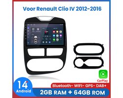Awesafe Geschikt voor Renault Clio (2012 t/m 2016) - 2+64GB 4Core - 10.1 inch Android 14.0 CarPlay Autoradio - Draadloos CarPlay & Android Auto - Bluetooth & WiFi - GPS Navigatie