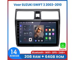 Awesafe Geschikt voor SUZUKI SWIFT 3 (2003 t/m 2010) - 2+64GB 4Core - 10.1 inch Android 14.0 CarPlay Autoradio - Draadloos CarPlay & Android Auto - Bluetooth & WiFi - GPS Navigatie