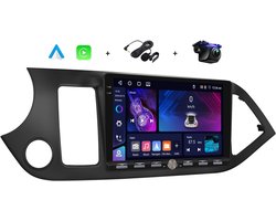 Boscer® Android 15 Autoradio Geschikt voor Kia Picanto (2011–2017) – 9 inch HD IPS Touchscreen – 4+64GB – Draadloze Apple CarPlay & Android Auto – GPS Navigatie – Bluetooth – USB – Inclusief Microfoon & AHD Achteruitrijcamera – Nieuw 2026 Model