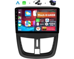 Boscer® Android 15 Autoradio geschikt voor Peugeot 207 2006-2015 - 8-Core 4+64GB - Interne Koeler - Apple Carplay & Android Auto (Draadloos) - 9 Inch HD IPS Touchscreen - GPS Navigatiesysteem - USB, WiFi & MP5 - Achteruitrijcamera & Microfoon