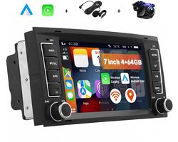 Boscer® Android 15 Autoradio Geschikt voor Volkswagen Touareg, Transporter, Multivan & Caravelle 2004–2011 - 4+64GB – Draadloze Apple CarPlay & Android Auto – 7 Inch HD Touchscreen - GPS, WiFi, Bluetooth USB, USB-C – Achteruitrijcamera & Microfoon