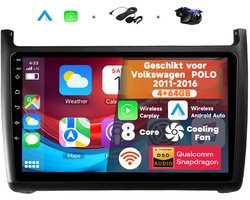 Boscer Autoradio Geschikt voor Volkswagen Polo 2011-2016 - Apple Carplay & Android Auto (Draadloos) - Android 15 - 8-Core 4+64GB - Interne Koeler - 9 Inch HD IPS Touchscreen - GPS Navigatiesysteem - USB, WiFi & MP5 - Achteruitrijcamera & Microfoon