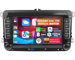 Boscer Autoradio geschikt voor Volkswagen, Skoda & Seat - Apple Carplay & Android Auto (Draadloos) - Android 15 - 8-Core 4+64GB - Interne Koeler - 7 Inch HD IPS Touchscreen - GPS Navigatiesysteem - USB, WiFi & MP5 - Achteruitrijcamera & Microfoon