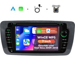 Boscer Autoradio met 7 Inch Scherm - Geschikt voor Seat Ibiza 6J 2009-2013 - Past in de Originele Dashuitsparing - Draadloos Apple CarPlay & Android Auto - Bluetooth Handsfree Bellen - FM Radio (RDS) - Achteruitrijcamera & Microfoon
