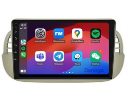 CarPlay autoradio geschikt voor Fiat 500 | 2007 t/m 2015 | Beige frame | Android 13 | Draadloos Apple CarPlay & Android Auto | 2GB + 32GB | QuadCore processor | Denago DNG-A54 | 2025 model | 2007 2008 2009 2010 2011 2012 2013 2014 2015 | Bluetooth &