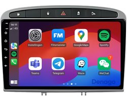 CarPlay autoradio geschikt voor Peugeot 308 (2007–2015) & 408 (2012–2020) | Android 13 | Draadloos Apple CarPlay & Android Auto | 2GB + 32GB | Denago DNG-A48 | 2007 2008 2009 2010 2011 2012 2013 2014 2015 2016 2017 2018 2019 2020 | Bluetooth & Wifi