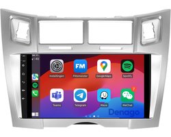 CarPlay autoradio geschikt voor Toyota Yaris | 2005 t/m 2012 | Zilver frame | Android 13 | 9 inch | Draadloos Apple CarPlay & Android Auto | 2GB + 32GB | QuadCore processor | Denago DNG-A289 | 2025 model | Bluetooth & Wifi