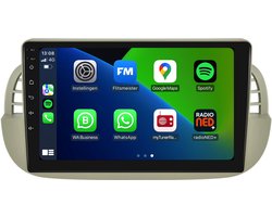 Carplay autoradio voor Fiat 500 Beige | 2007 t/m 2015 | Android 13 | Draadloos Apple Carplay & Android auto | 2GB + 32GB | 8-Core processor | Davilon | 2025 model | 2007 2008 2009 2010 2011 2012 2013 2014 2015 | Bluetooth & Wifi